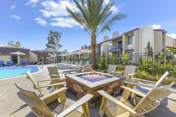 Patio with a fire pit