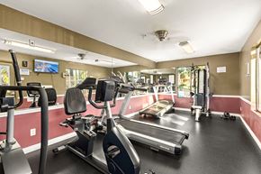 San Diego apartment for rent - A gym with treadmills, elliptical machines, and other exercise equipment.