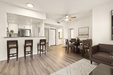 Los Angeles apartment for rent - A modern kitchen with a dining table and chairs.