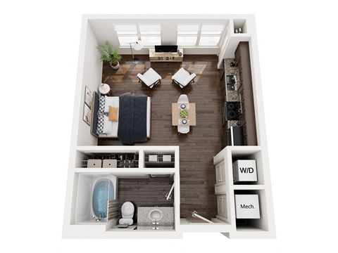 Floor plan for studio, 1 bath, 468 sqft