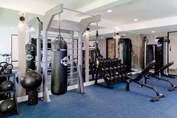 24-Hour fitness center with state-of-the-art fitness equipment including trx system and outdoor workout areas