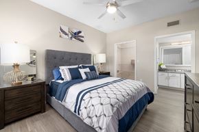 Raleigh apartment for rent - a spacious bedroom that connects to the bathroom