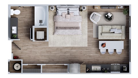 Floor plan for studio, 1 bath, 559 sqft