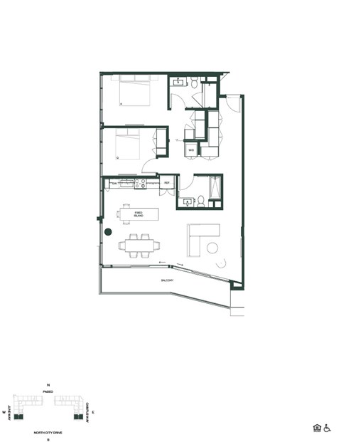 Floor plan for 2 beds, 2 baths, 1195 sqft