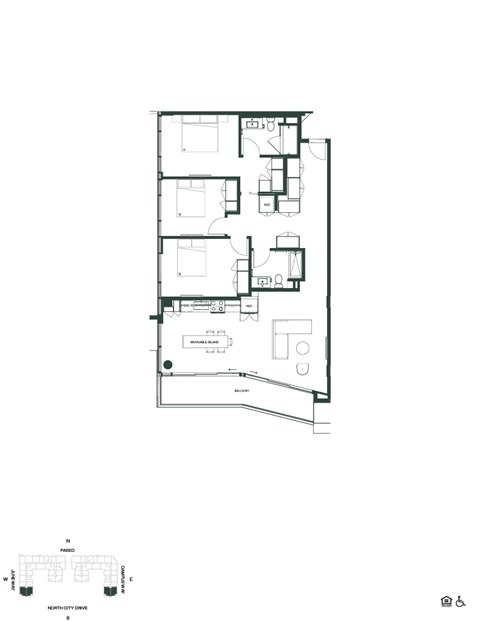 Floor plan for 3 beds, 3 baths, 1361 sqft