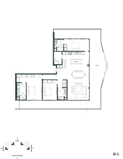 Floor plan for 3 beds, 3 baths, 1828 sqft