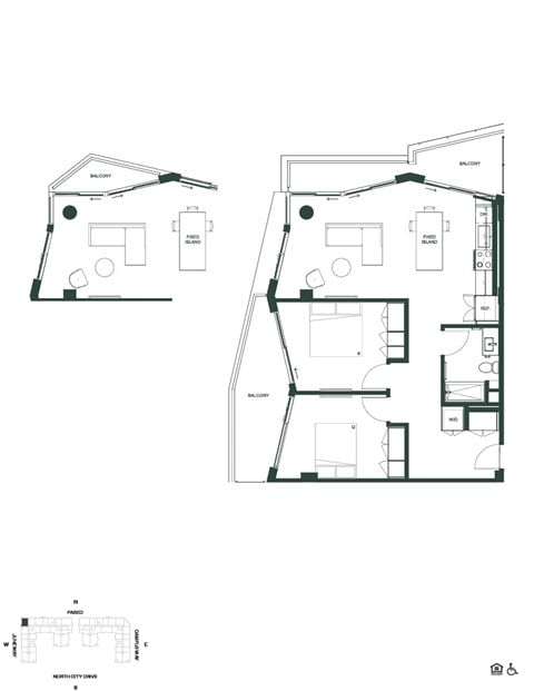 Floor plan for 2 beds, 2 baths, 900 sqft