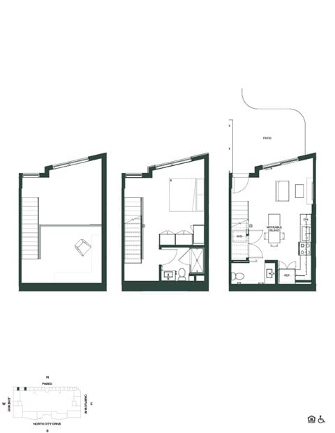 Floor plan for 2 beds, 2 baths, 840 sqft