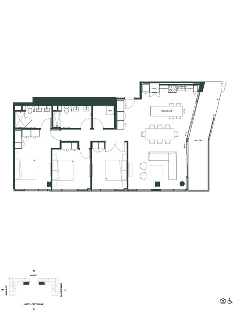 Floor plan for 3 beds, 2 baths, 1582 sqft