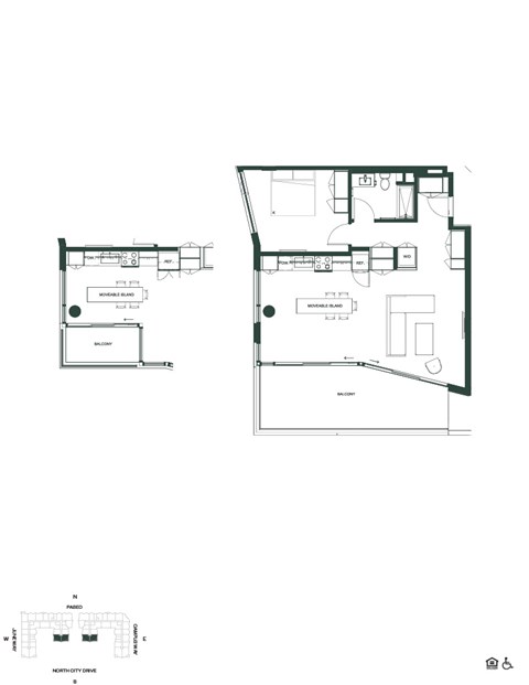 Floor plan for 1 bed, 1 bath, 782 sqft