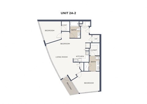 Floor plan for 2 beds, 2 baths, 1241 sqft
