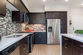 San Diego apartment for rent - Kitchen with stainless steel appliances and wooden cabinets at Altura, San Diego