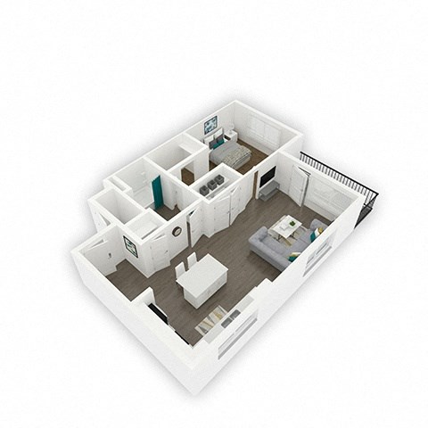 Floor plan for 1 bed, 1 bath, 804 sqft