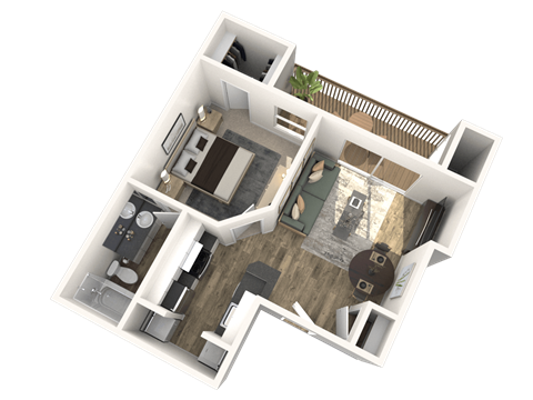 Floor plan for 1 bed, 1 bath, 540 sqft