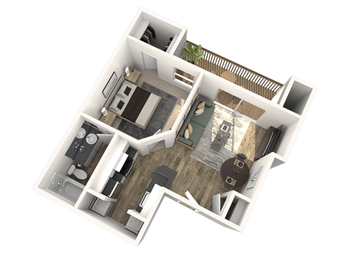 Floor plan for 1 bed, 1 bath, 540 sqft