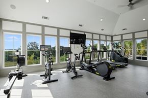 Mtpleasant apartment for rent - A spacious gym with a variety of exercise equipment and a large window overlooking the outdoors.