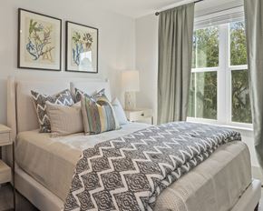 Mtpleasant apartment for rent - A bedroom with a large bed and two framed pictures on the wall.