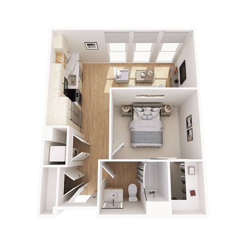 Floor plan for 1 bed, 1 bath, 710 sqft