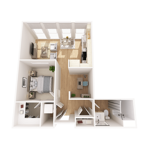 Floor plan for 1 bed, 1 bath, 850 sqft