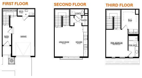 Floor plan for 1 bed, 1.5 baths, 967 sqft