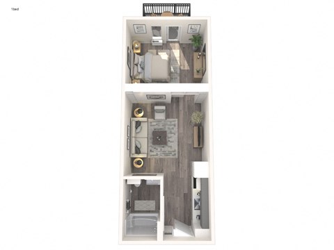 Floor plan for 1 bed, 1 bath, 467 sqft