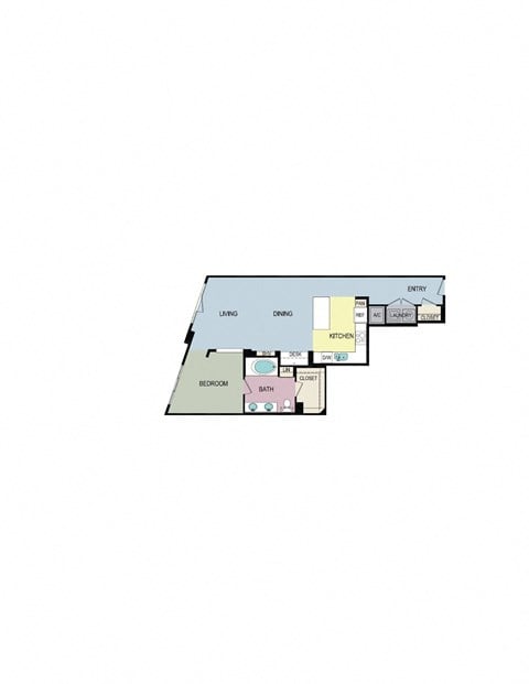 Floor plan for 1 bed, 1 bath, 998 sqft
