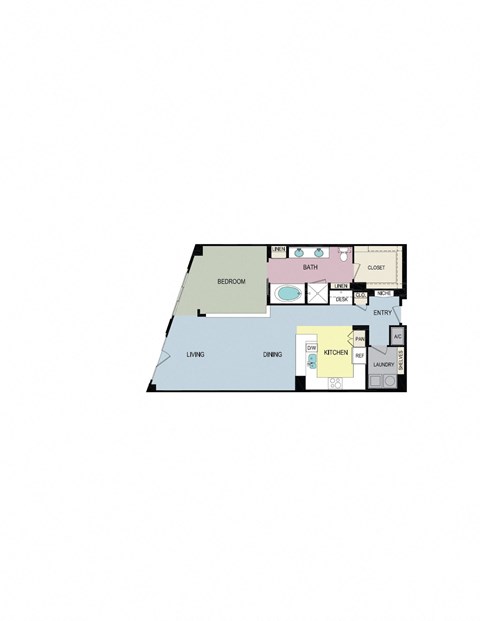 Floor plan for 1 bed, 1 bath, 1095 sqft