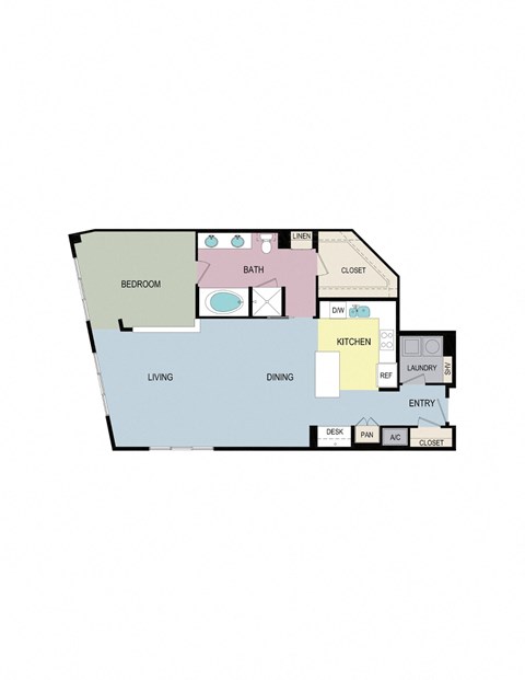 Floor plan for 1 bed, 1 bath, 1143 sqft