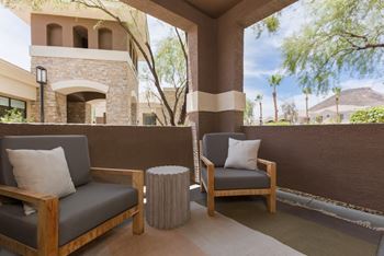 Spacious private patio or balcony with storage