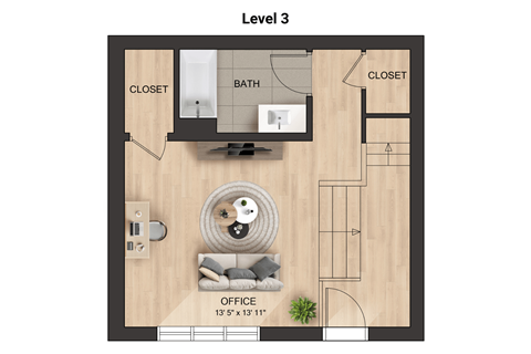 Floor plan for 3 beds, 2 baths, 1440 sqft