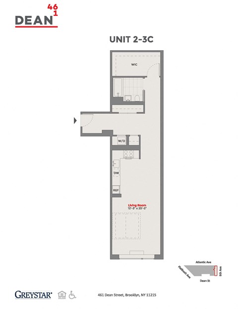 Floor plan for studio, 1 bath, 735 sqft
