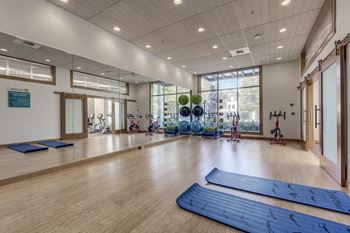 Reservable yoga studio with fitness on demand