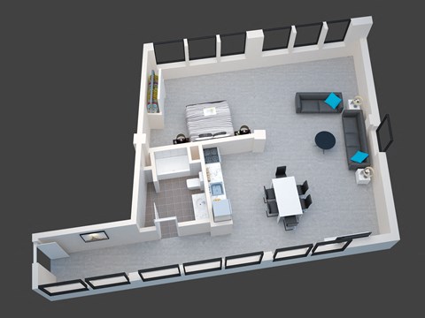 Floor plan for 1 bed, 1 bath, 1330 sqft