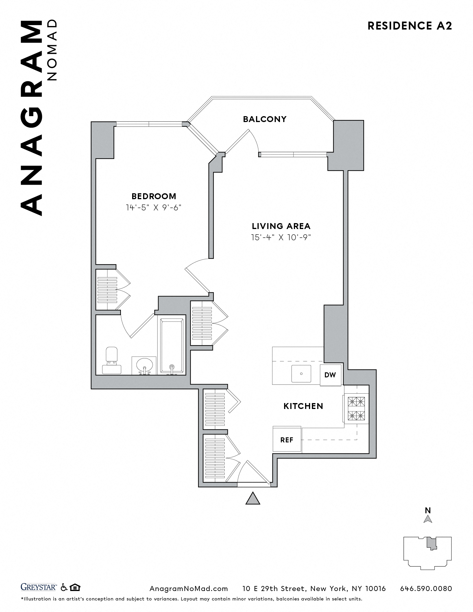 Floor plan for 1 bed, 1 bath, 487 sqft