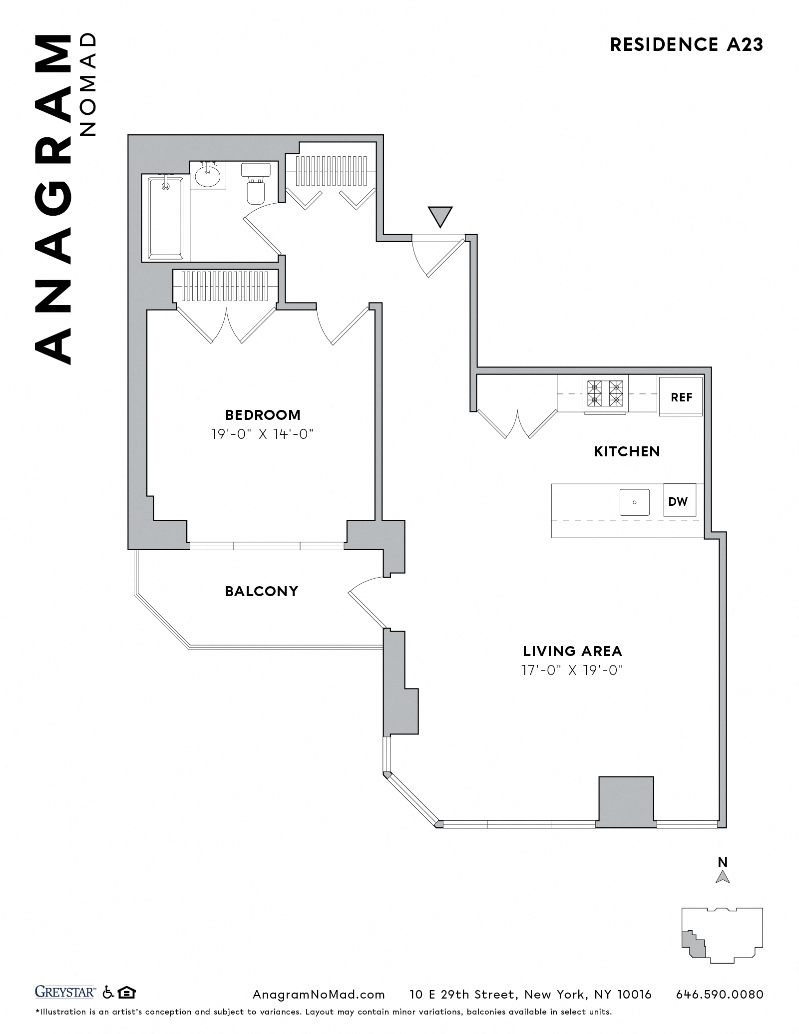 Floor plan for 1 bed, 1 bath, 773 sqft