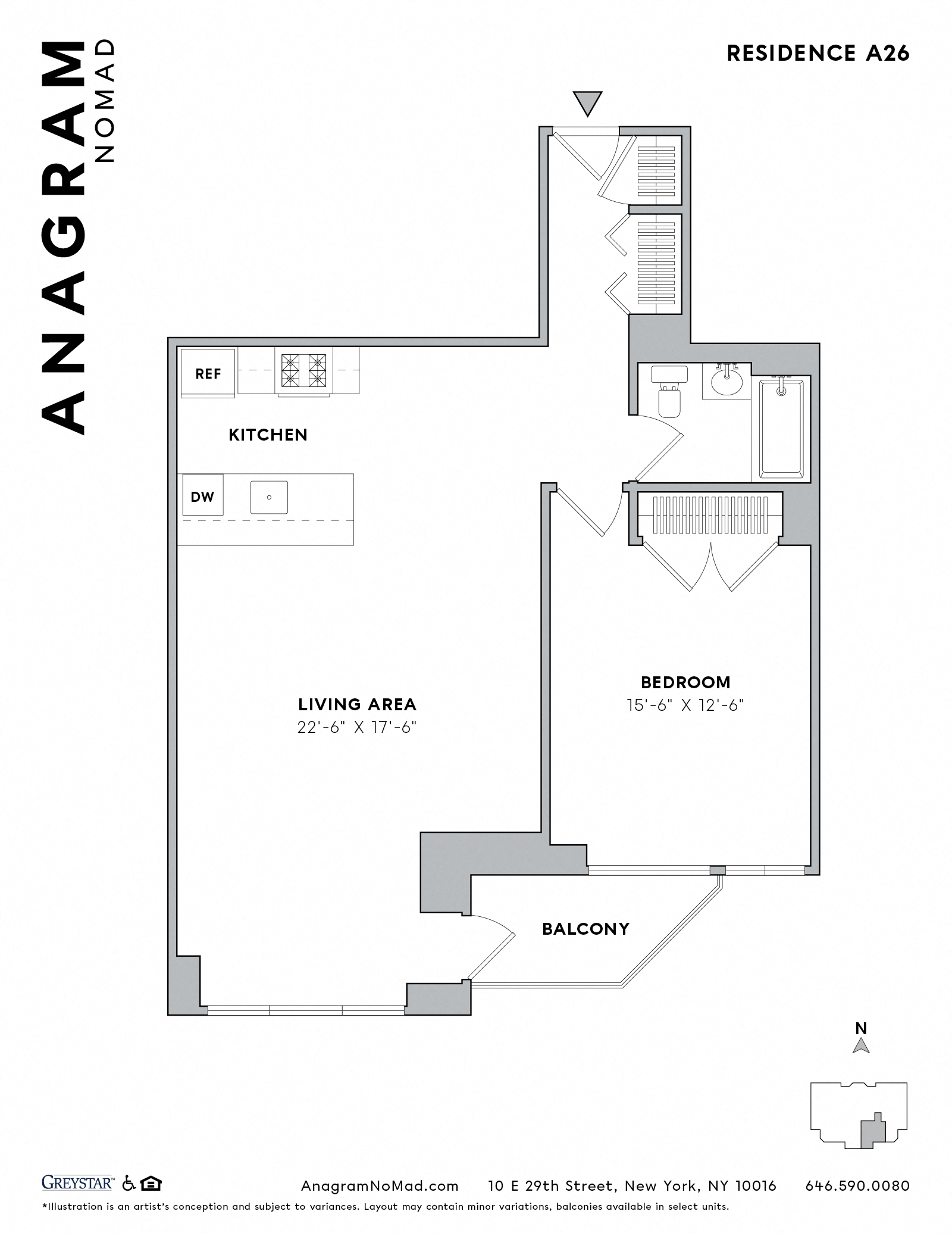 Floor plan for 1 bed, 1 bath, 807 sqft