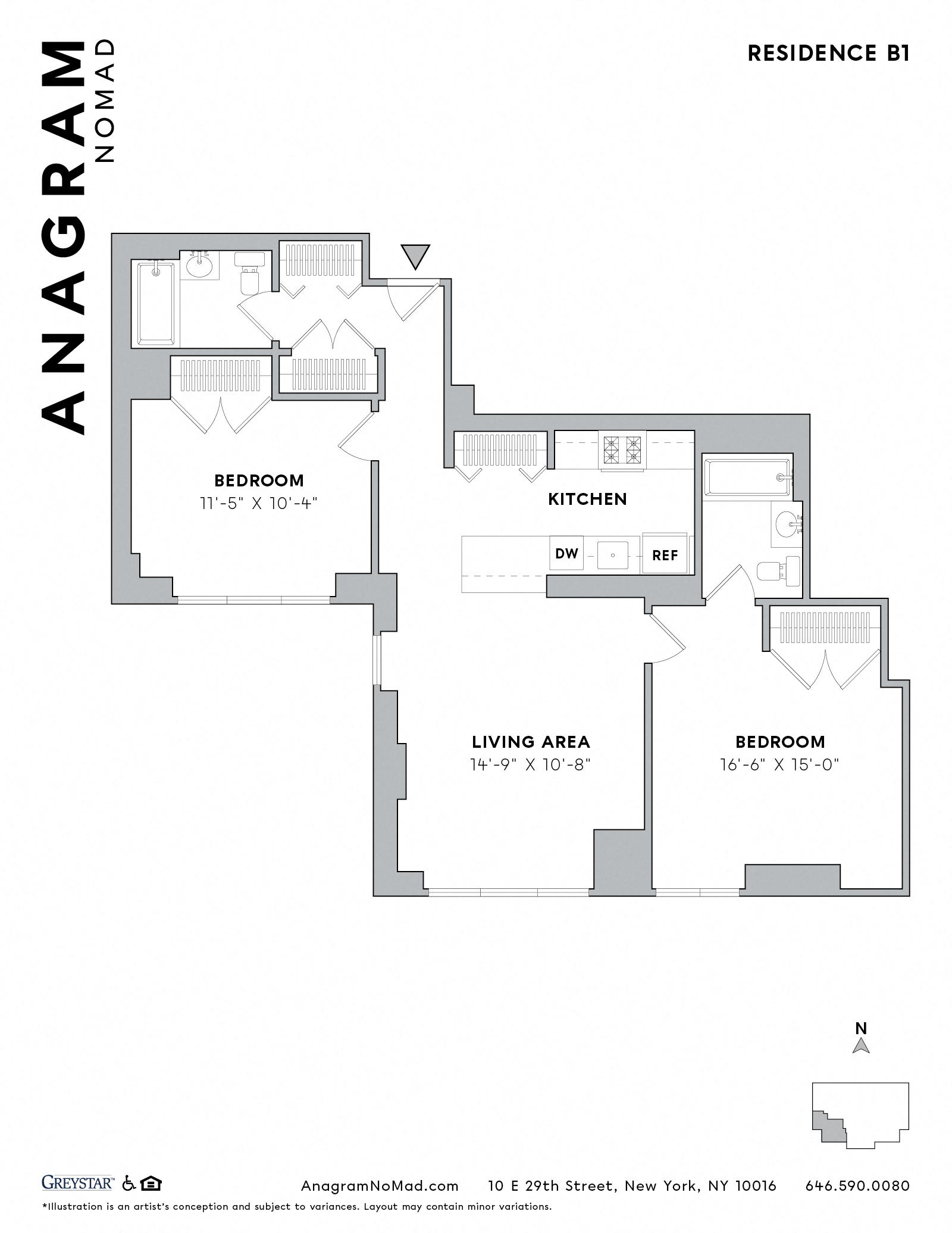 Floor plan for 2 beds, 2 baths, 828 sqft
