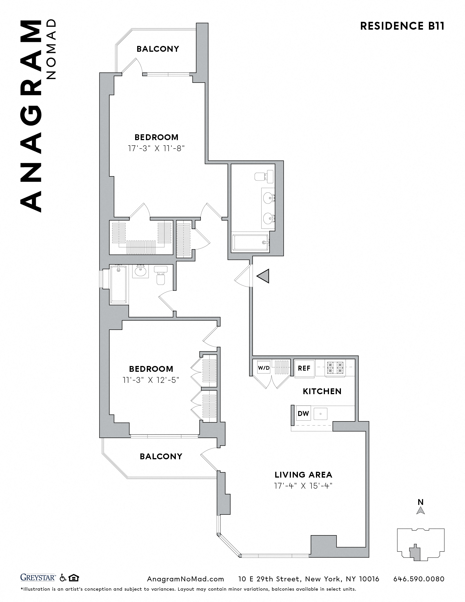Floor plan for 2 beds, 2 baths, 1238 sqft
