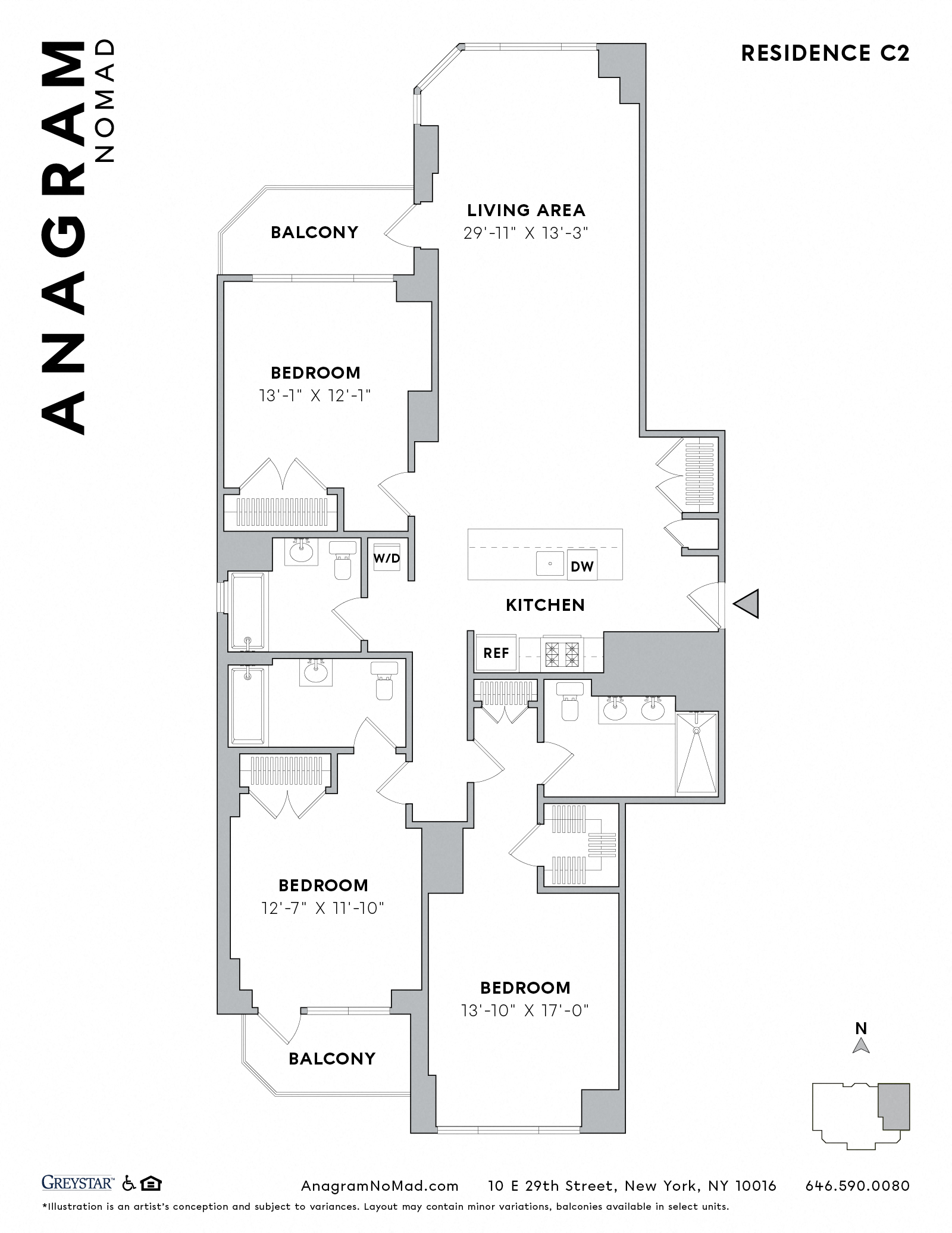 Floor plan for 3 beds, 3 baths, 1640 sqft