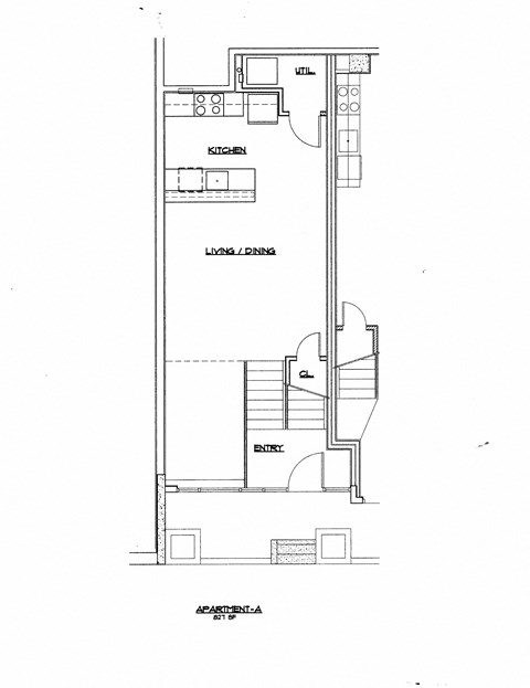Floor plan for 1 bed, 1 bath, 827 sqft