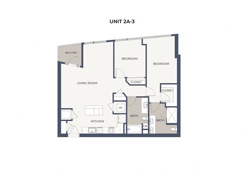Floor plan for 2 beds, 2 baths, 1184 sqft