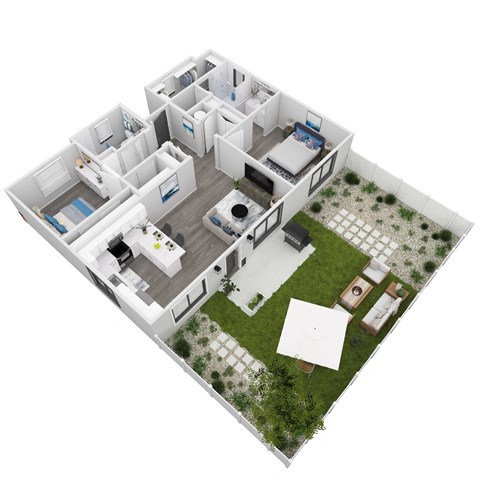 Floor plan for 2 beds, 2 baths, 995 sqft