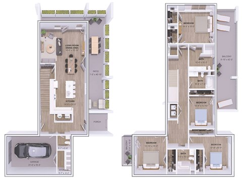 Floor plan for 4 beds, 3.5 baths, 2655 sqft