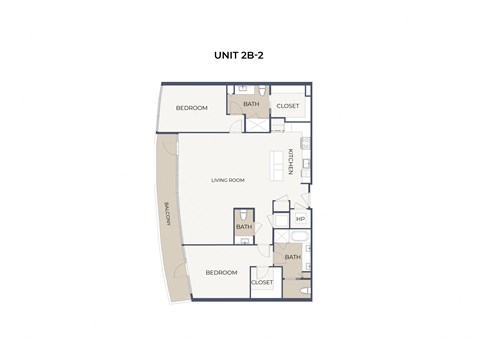 Floor plan for 2 beds, 2 baths, 1570 sqft