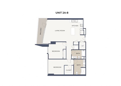 Floor plan for 2 beds, 2 baths, 1391 sqft