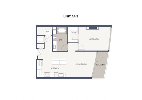 Floor plan for 1 bed, 1 bath, 855 sqft