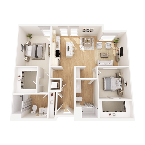 Floor plan for 2 beds, 2 baths, 1150 sqft