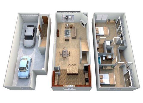 Floor plan for 2 beds, 2 baths, 1246 sqft