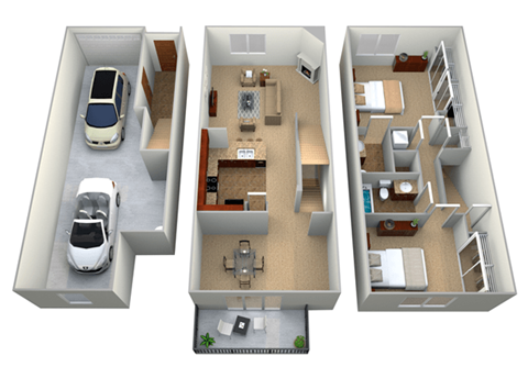 Floor plan for 2 beds, 2 baths, 1248 sqft