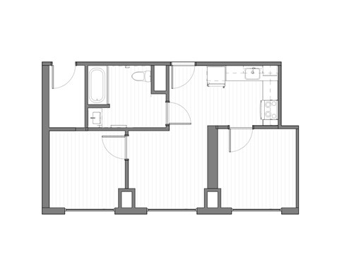 Floor plan for 2 beds, 1 bath, 675 sqft